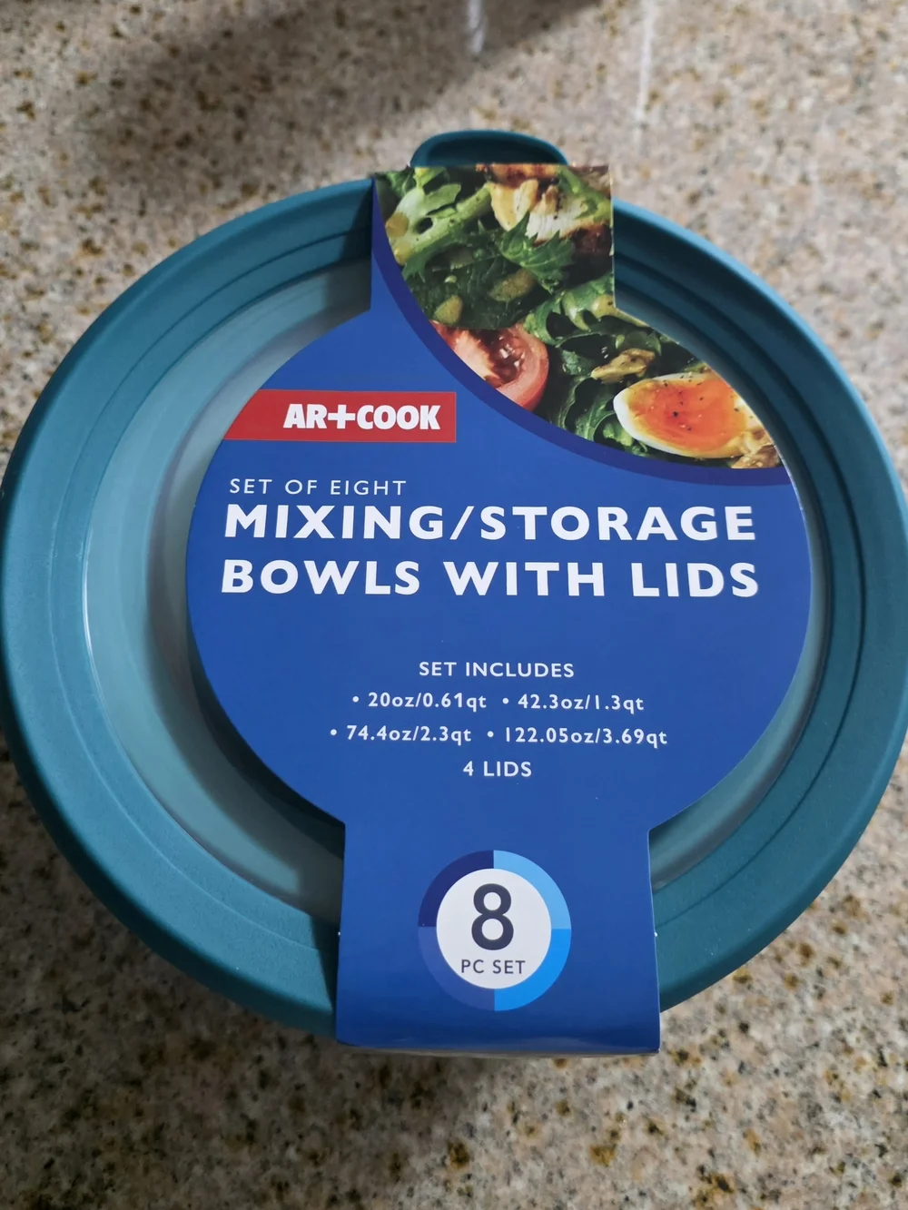 Art & Cook 8-Piece Round Nesting Bowl Set with Lids